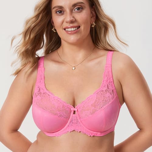 Image of DELIMIRA Women's Plus Size Full Coverage Underwire Unlined Minimizer Lace Bra