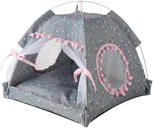 Citybaby ペットテント 室内・屋外兼用 折りたたみ式 組み立て簡単 可愛いプリンセススタイル ドーム型ペットハウス メッシュ窓付き 四季通用 蚊よけ 夏用 半密閉型 (C,M 40*40CM)