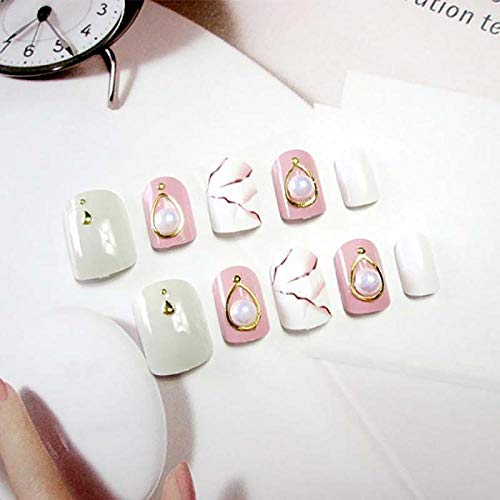 Falsche Nägel Diy Beauty Nail Art Tipps mit Kleber Mädchen 3D-Simulation Pearl Fashion Fake Nails Damen Marmor Druck… – Bild 3
