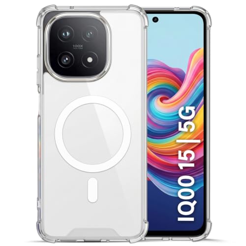 Image of TRUEUPGRADE Back Cover for iQOO 15 5G | Mag-Safe Printed Transparent Case | Hard PC Back + Soft TPU Bumper | Magnetic Print Shockproof Protective Cover | Crystal Clear
