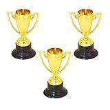 NIIIYTYB Mini Trophy Cups - Small Gold Trophies for Kids - Party Award Trophies for Sports Tournaments, Competitions, and Parties (Pack of 3)