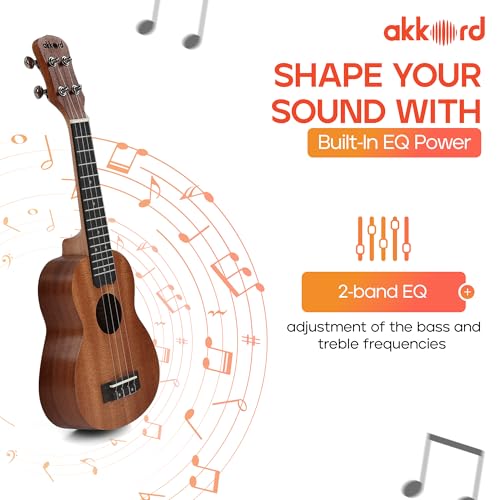 Akkord Concert Size 23" Ukulele, Sapele Wood with Built-In Equalizer- with Gig-Bag and Tuner - Image 2 thumbnail
