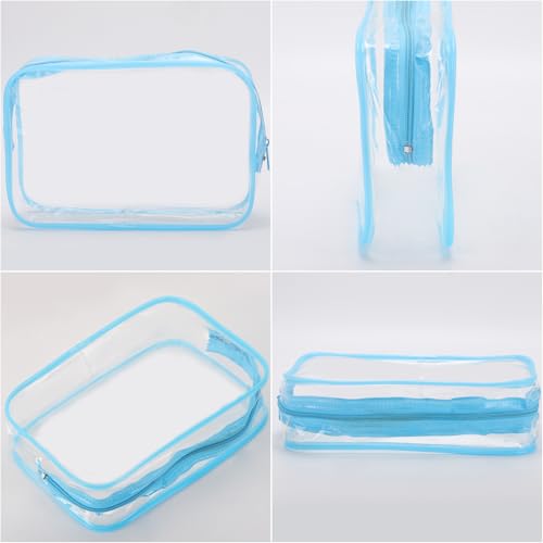 Tbestmax 10 Pcs Clear Cosmetic Bags Makeup Bags Portable Waterproof Travel Toiletry Bags Organizer Blue, 7.5"x 4.8"x 2.3" by Tbestmax - Image 4