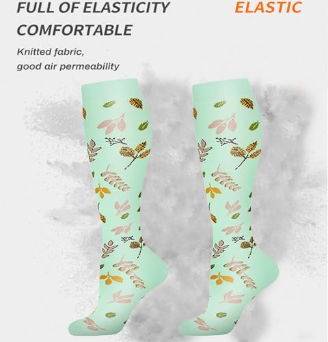 Image of Women's Knee High Compression Socks for Running Work Support Nurses Pregnancy Travel,Colorful Over The Calf Socks,#W402