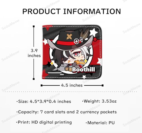 Honkai Star Rail Wallet for Women Men Kawaii Firefly Bifold Wallet Boothill Purse Card Holder, Free Keychain (Boothill)3