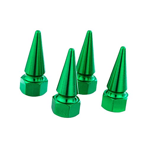 Lunsom Spike Valve Caps Tire Air Stem Rim Cap Cover Aluminum Accessories Fit Most Vehicle Truck Motorcycles Bikes (4PCS Green)
