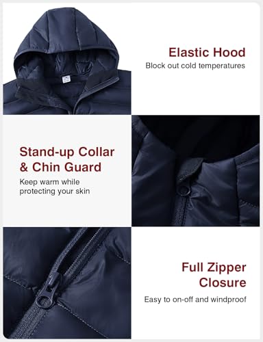 BGOWATU Men's Puffer Jacket with Hood Packable Lightweight Water-Resistant Outdoor Winter Coat for Snow Ski Travel4