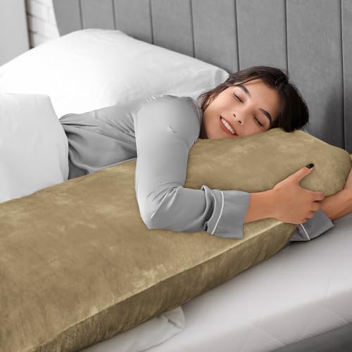 Image of BEDELITE Body Pillow Cover with Zipper, Camel, 20x54 Inch, 1 Pack