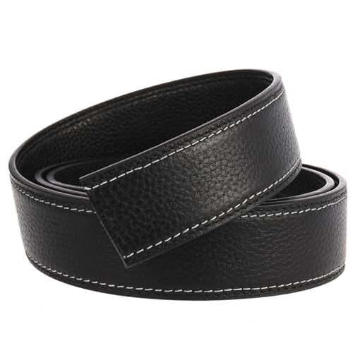 Leather Replacement Belt Leather Belt Strip Men's Automatic Buckle Belt without Buckle Black4