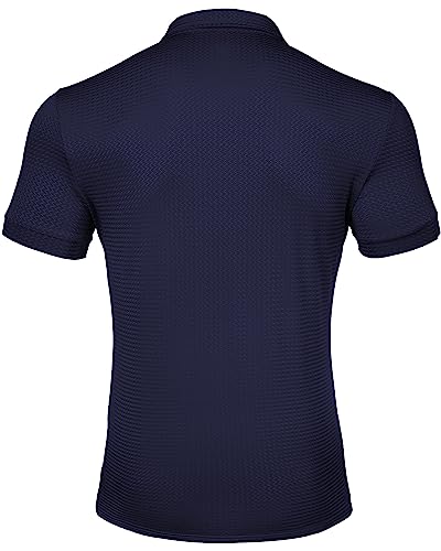 Kawata Men's Quick Dry Short Sleeve Golf Shirts Casual Slim Fit Polo Shirt For Workout Deep Blue #TOP3