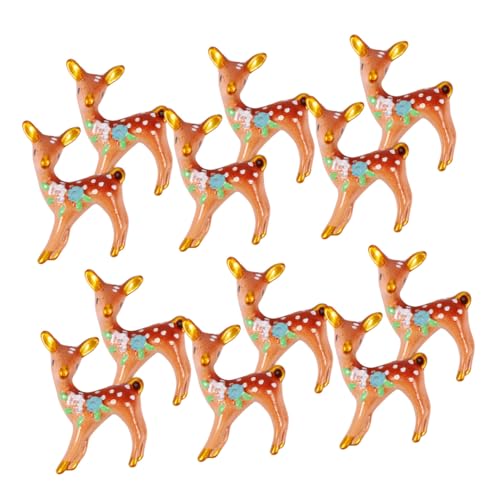 Kisangel Lot de 12 Figurines Miniatures de Rennes en Résine, Décoration de Gâteau Cerf et Ornement de Jardin Féerique, Micro-Paysage DIY pour Maison de Poupée et Loisirs Créatifs