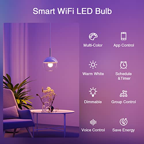 Ghome Smart Light Bulbs, A19 E26 Color Changing Led Bulb Works With Alexa, Google Home, App & Voice Control, 2.4Ghz Wifi Only, 800 Lumens, Dimmable Rgb Warm White 2700K Smart Home Lighting, 6 Pack #TOP1
