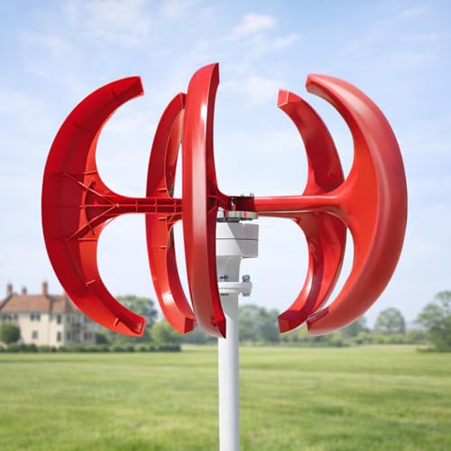 Wilitto 1000W 12V/24V Wind Turbines Generator, 5-Blade Lantern Wind Turbines Generator Kit,with 2m/s Start Speed, Suitable for Home, Camping & Boat Use Red