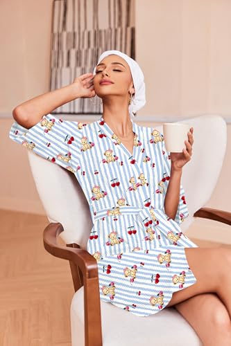 Image of Ekouaer Robes for Women Waffle Knit Bathrobe Soft Lightweight Knee Length Loungewear S-XXL