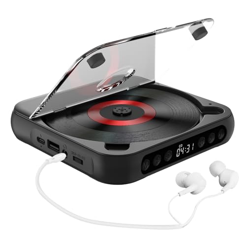 Ailgely CDプレーヤー ポータブル BTミュージックプレーヤー CDランナー 防塵カバー付き 6モード A-B リピートタイマー リモートコントロール 外部再生機能 ホームデスクトップ CDプレーヤー