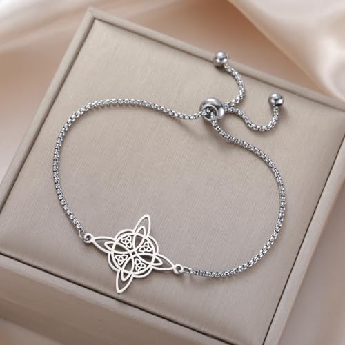 TEAMER Adjustable Witches Knot Bracelet Stainless Steel Celtic Knot Box Chain Bracelet Amulet Vintage Jewelry for Women3