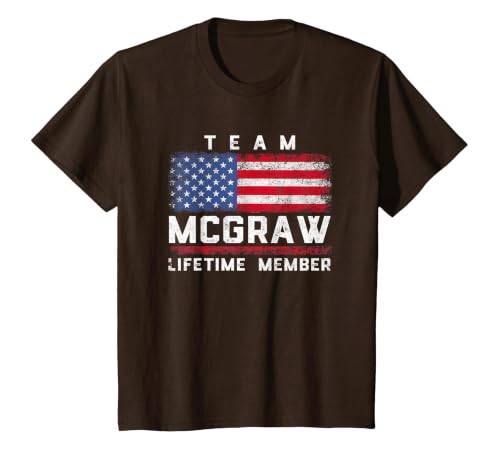 McGraw Family Name - Team McGraw Lifetime Member T-Shirt, Youth, Brown, Small