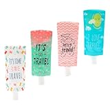 SHINYPASING Bolsas de Viaje Plegables 100ml 4 Piezas Bolsa Vacía y Recargable para Loción Champú Crema Plástico Duradero a Prueba de Fugas para Maleta Cabina en Kit de Envases