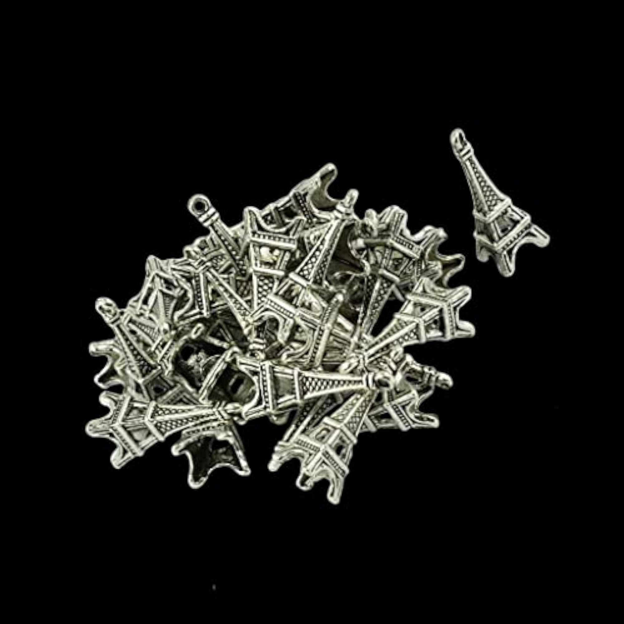 30 Pieces Zinc Alloy Tibetan Silver Eiffel Tower Charms