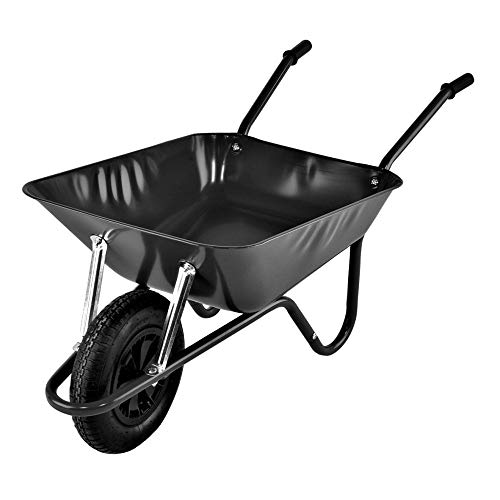Walsall BEASBP 85L Heavy Duty Easiload Wheelbarrow Builders Barrow Black with Pneumatic Wheel