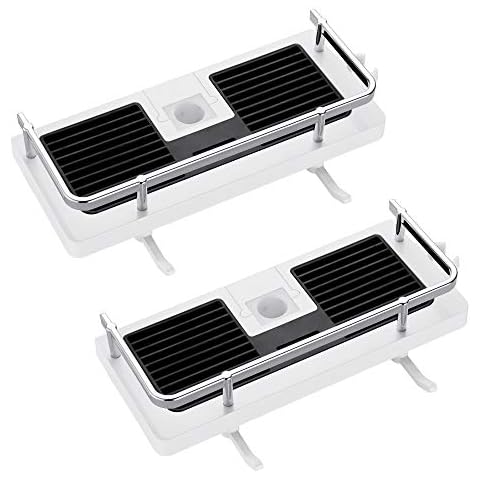 DUFU Shower Caddy No Drill 2Packs Shower Shelf Bathroom Shelf Shower Rack Organiser Holder for Soap Shampoo Towel with Buckle and Shower Head Hook Fit 22mm - 25mm Shower Rail Cover