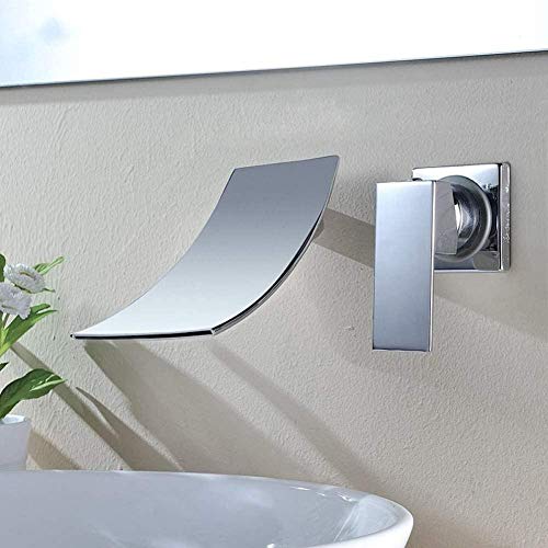 Robinet mitigeur de lavabo mural avec jet cascade régulé