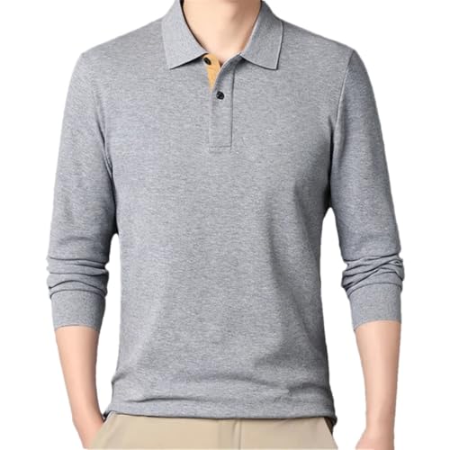 Polo de golf brodé homme en coton uni haut de gamme à manches longues