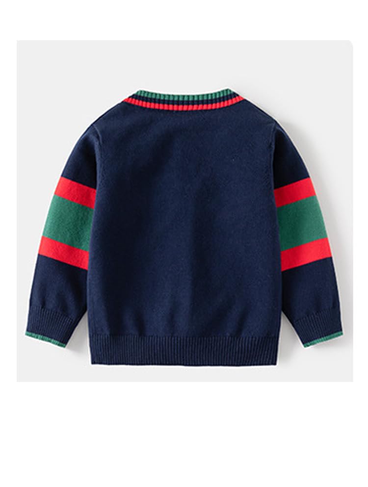 Children Letter Print V-Neck Cardigan Button Sweater Long Sleeve Knit Outerwear Casual Jacket2