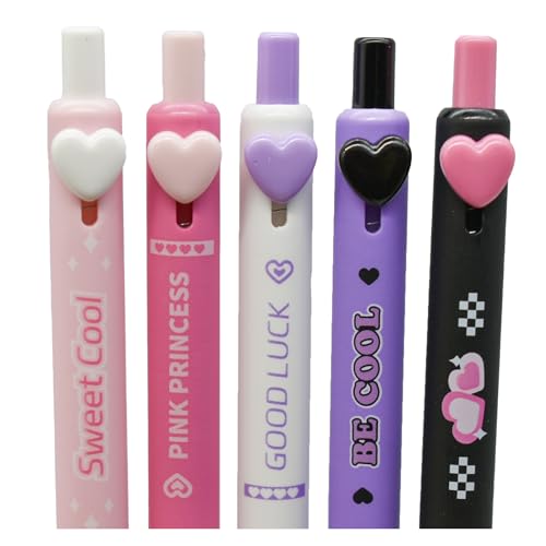 10 bolígrafos corazón gel negro con agarre suave miniatura 5