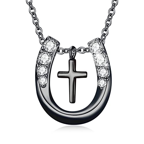 Collier cheval pour filles en argent pendentif coeur porte-bonheur