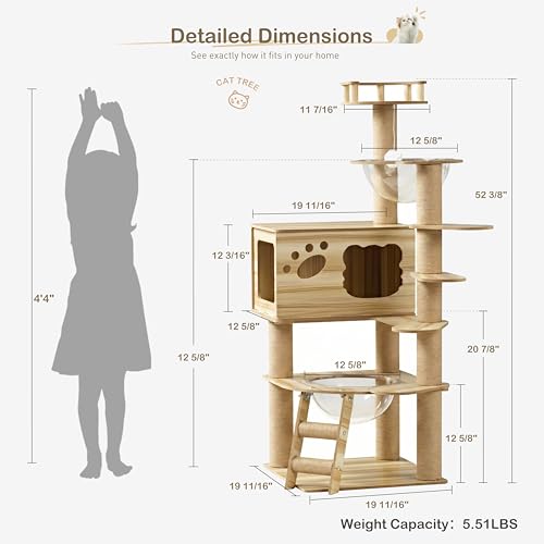 Torre para gato grande de madera 52 pulgadas miniatura 2