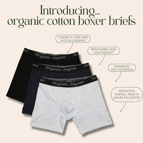 Boxers Briefs for Men, 3 Pack, 100% Cotton, Sustainable, Soft, Lightweight, Breathable, Black/Grey/Blue2