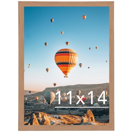 Image of JCJMY 11x14 Picture Frame Rustic Brown for Wall Hanging, Wall Mounting Horizontally or Vertically, 11 x 14 Wall Gallery Poster Photo Frame with Shatter Resistant Plexiglass, Rustic Brown
