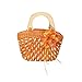 Qinlee Strand Handtaschen Damen Handtasche Strandtasche mit Bär Tote Travel Clutch Bohemian Hohl Stroh Tasche Frauen Sommer Weidenkorb Tasche-Orange