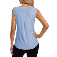 Dawnrole Workout Tank Top for Women Gym Athletic Sleeveless Yoga Shirt Crew Neck Tops Light Blue