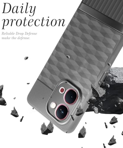 Image of WOW IMAGINE Back Cover for iQOO Z11x | Vivo T5x 5G with Hexa Cube Design | Ultra Slim Soft Rubberised Case | Inner Velvet Fabric | Flexible Mobile Case | Camera Protection - Grey