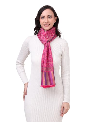 Image of EH Pashmina Stole, Reversible Jamawar weave in beautiful paisley & floral, very soft MODAL fabric, all season Stole, Scarf, Wrap.