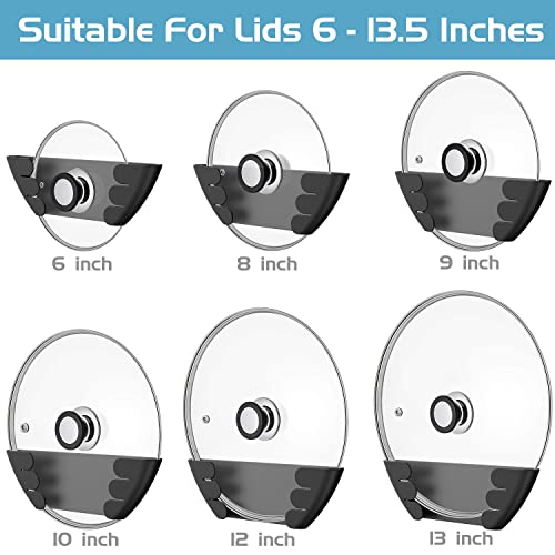 Universal Pot Lid Organizer For Cabinet - Upgraded Patented Niceyos 3 Pack Pan Lids Organizers Inside Cabinet Door Wall Mount Pots Top Storage Organizer Rack Holder For Kitchen, Fits 6" To 13" (Black) #TOP1