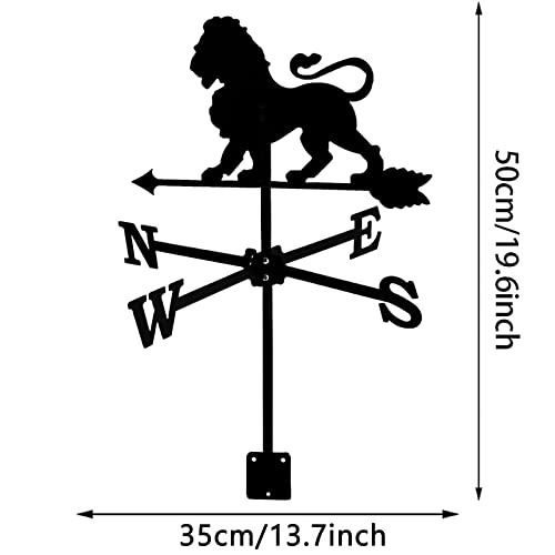 Uybag Metal Weathervane Outdoor Iron Wind Vane Stainless Steel Yard Weather Vane Wind Direction Indicator Lion Wind Measuring Tool,Male Lion #TOP6