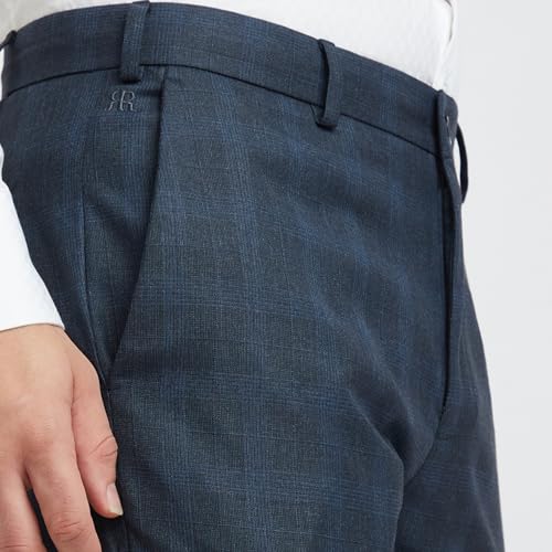 Image of Raymond Men Slim Fit Checks Pattern Polyester Blend Flat Front Formal Trouser