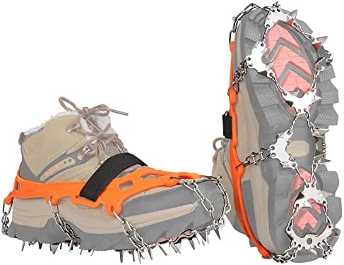 BLUEVER Steigeisen für Schuhe mit 32 Edelstahl-Spikes für EIS & Schnee