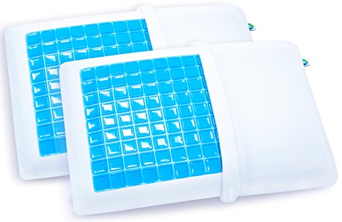 Pharmedoc Memory Foam Pillow w/Cooling Gel - Orthopedic Support Pillow Designed and Pain Relief - Hypoallergenic Material - Washable Pillow Cover (2 Pack)