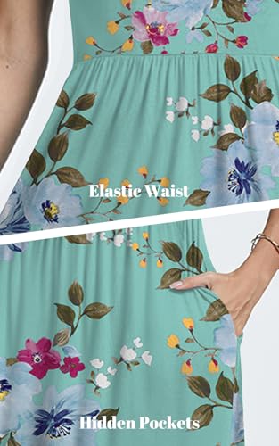 Image of Womens Short Sleeve Empire Waist Dresses Casual Summer Dress with Pockets