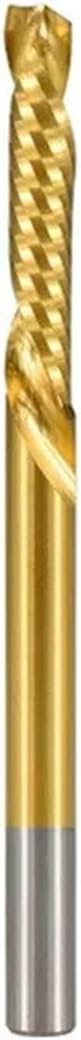 1pcs Single Flute O Flute End Mill 3.175mm Shank Spiral Milling Cutter Up Down Cutter Titanium Coated Single Flute CNC Router Bit for Aluminum Acrylic PVC MDF Plastic(3.175x32x65mm)