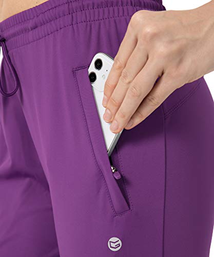Women's Joggers Pants With Zipper Pockets Tapered Running Sweatpants For Women Lounge, Jogging (Purple, X-Large) #TOP3