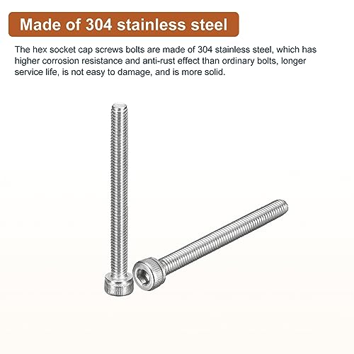 DTGN M3x35mm Socket Head Cap Screws Bolts, 50Pcs 304 Stainless Steel 18-8, Metric Machine Hex Socket Screw, Hex Drive - Image 3