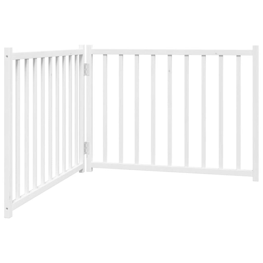 2-TLG. faltbares Hundetor aus massivem Tannenholz, Weiß, 160 cm, ohne Bohren montierbar, platzsparend zusammenfaltbar für Wohnzimmer, Küche und Treppe