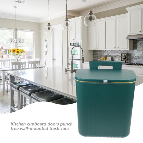 Caneca de basura colgante de cocina con tapa deslizante 9L verde miniatura 6