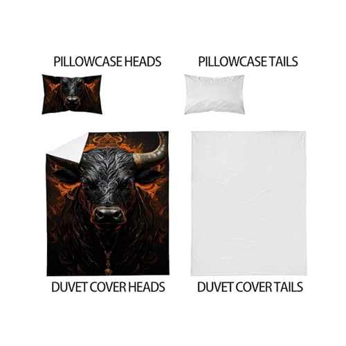 Housse de couette bison parure de lit animal 135x200cm microfibre - 5