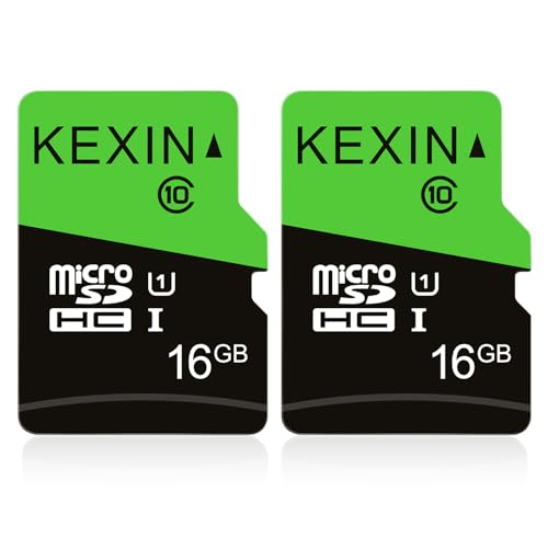 KEXIN 16GB Micro SD Card 2 Pack with SD Adapter microSDHC Memory Card UHS-I C10 U1 Micro SD Card Full HD High Speed TF Card for Smartphone Tablet